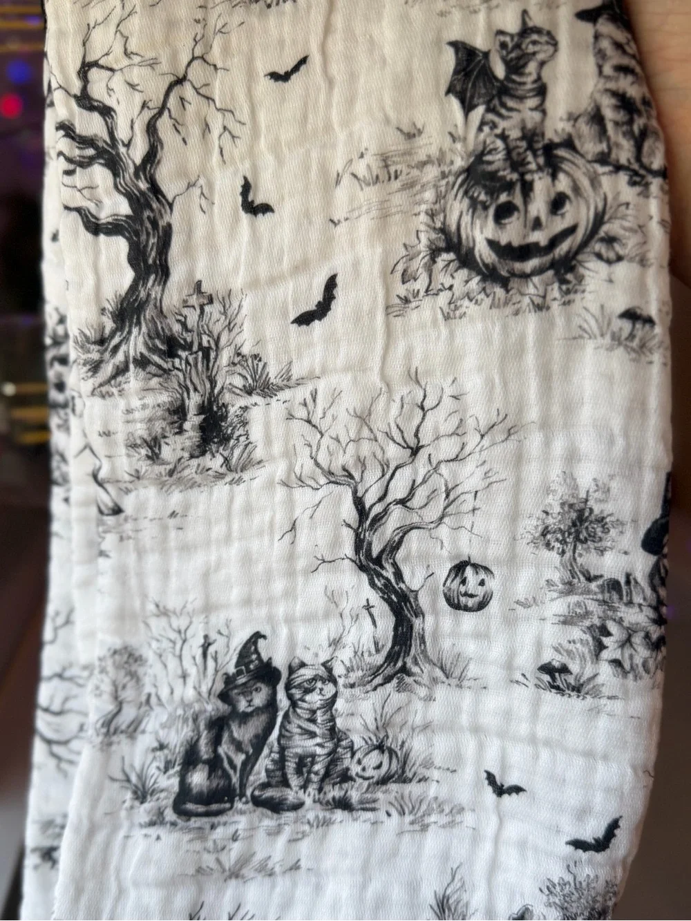 Farmhouse Rachel Ashwell kitty witch mummy cat pumpkin bats gauze Kitchen Towels